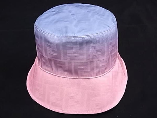 Fendi Zucca 100% Polyester Bucket Hat Hat Blue And Pink Av6596