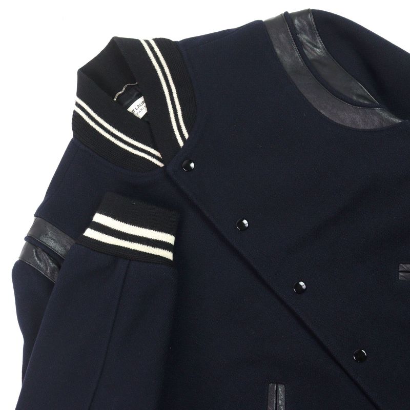 Saint Laurent Paris 354718 Editon Wool Blend Teddy Jacket Blouson With Leather