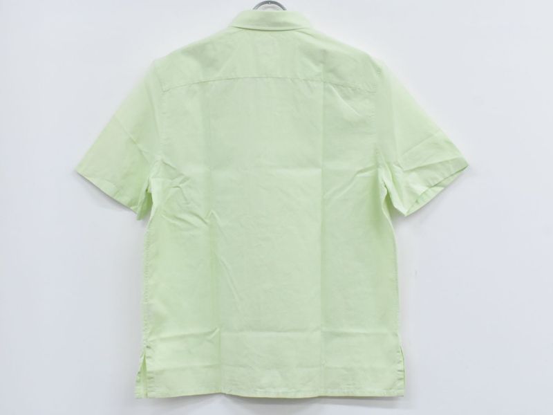 Authentic Hermes Cotton Shirt Short Sleeve Tops Lime Green Men's Clothing