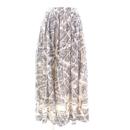 Christian DIOR 351j90a3294 100% Cotton Pleated Midi Plain Paris Skirt With