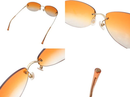 Chanel CC Logo Rimless Sunglasses Orange Gold Eyewear — view 7