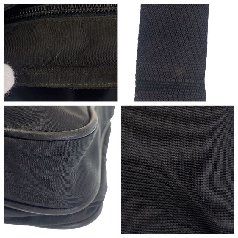 Prada Tessuto Triangle Logo Plate Black Silver Hardware Nylon Crossbody