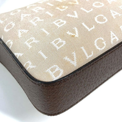 Bvlgari Shoulder Bag Logomania Logo Leather / Canvas Beige