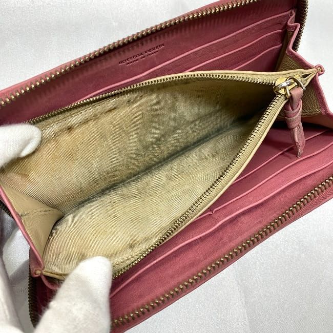 Bottega Veneta Round Zipper Long Wallet Ec21014 Pink