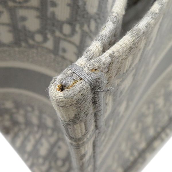 Christian Dior Tote Bag Book Tote Medium Canvas Gray Handbag Embroidery Oblique