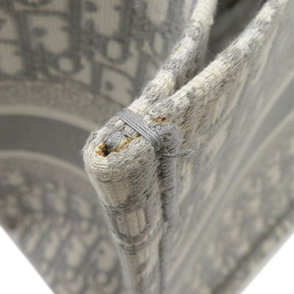 Christian Dior Tote Bag Book Tote Medium Canvas Gray Handbag Embroidery Oblique