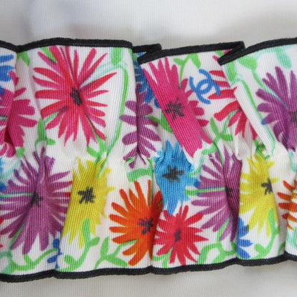 16ss Chanel Flower Print Gathered Skirt Bottoms White Half Length Size 34