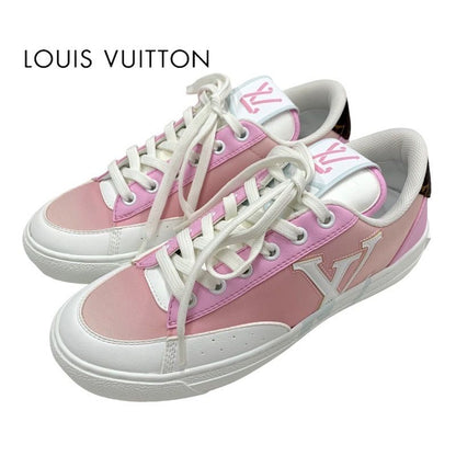 Louis Vuitton Charlie Line Monogram Sneakers Shoes Fabric Leather Pink White