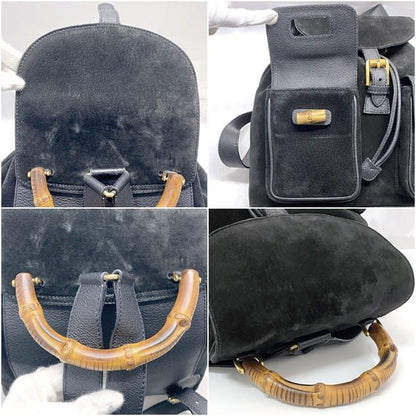 Gucci Backpack Black Bamboo 003 2058 0016 Excellent Condition