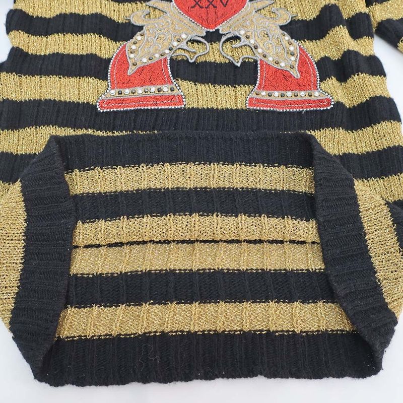 Gucci Knit Sweater - Black X Gold Border - Size XS Embroidery Tops