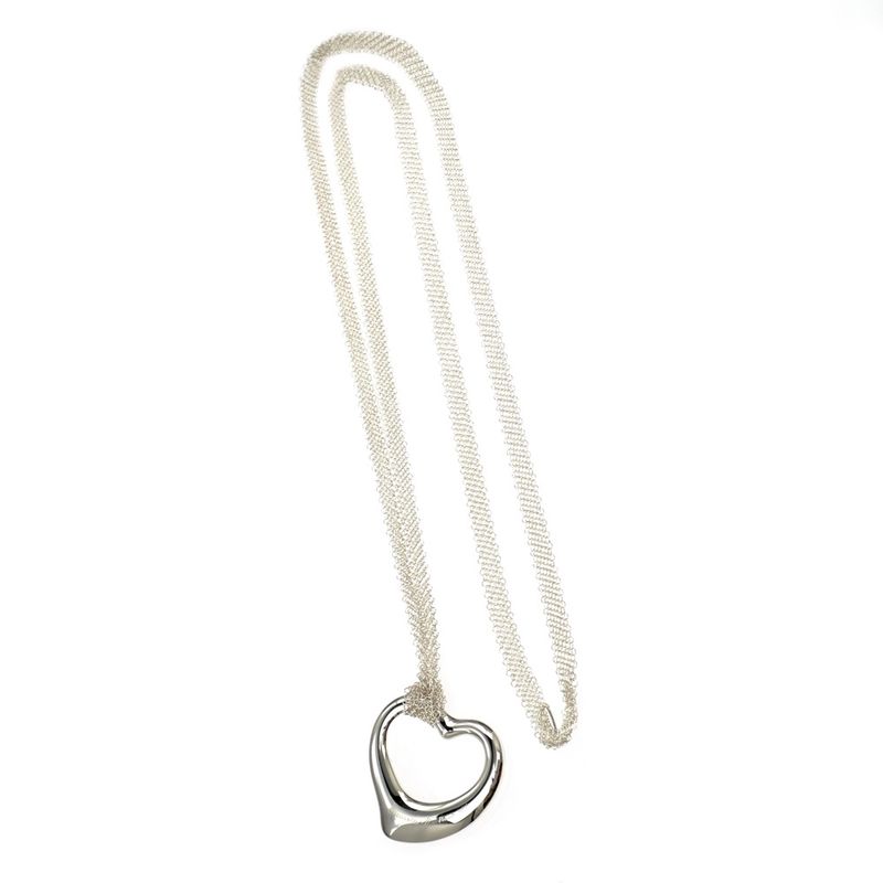 Tiffany & Co Necklace Open Heart Mesh Chain Ag925 SV Pendant Jewelry