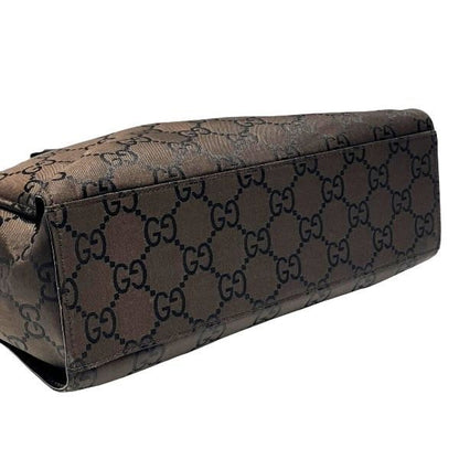 Gucci Bamboo 002-1016 Brown Nylon Bag Handbag Women