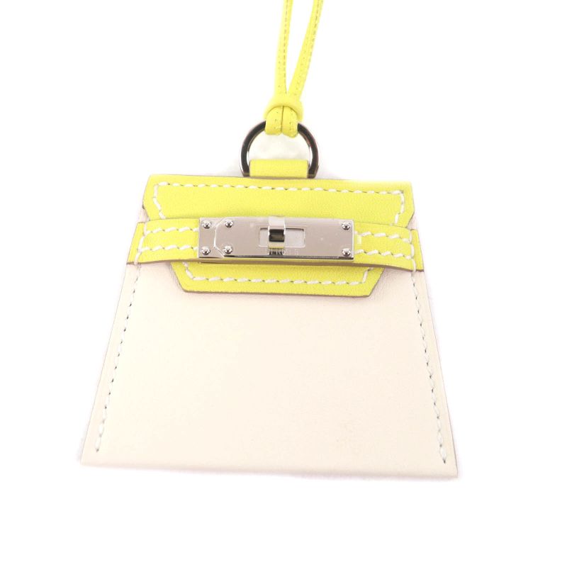 Hermes Monpty Kelly GM Lime Cles Swift Gold Hardware Necklace With Box And