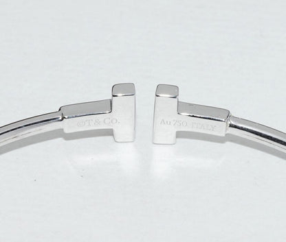 Tiffany & Co Bracelet Bangle 18K White Gold T Narrow Wire Bracelet Small