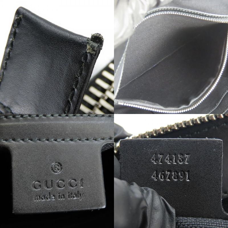 Gucci Shoulder Bag 474137 GG Supreme Canvas Black Gray Silver Hardware Tra