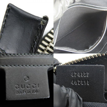 Gucci Shoulder Bag 474137 GG Supreme Canvas Black Gray Silver Hardware Tra