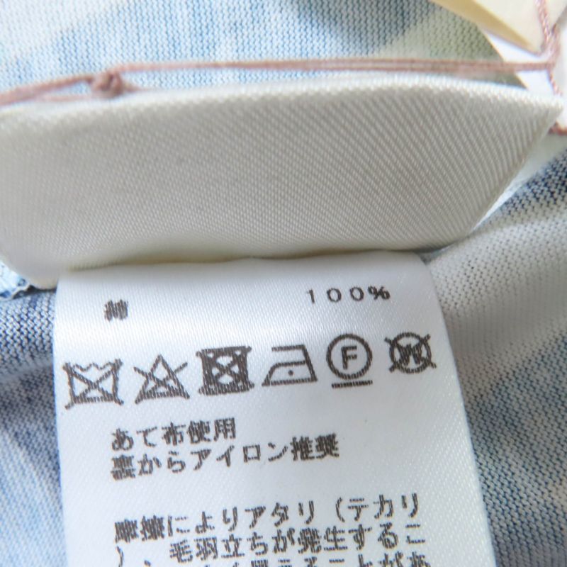 Hermes 100% Cotton Cut And Sewn Short Sleeved T-shirt Top White Blue 34 Made In