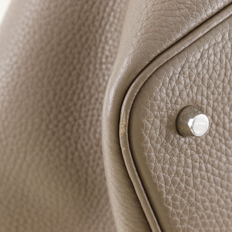 Hermes Picotin Lock MM Taurillon Clemence Etoupe Silver Hardware T Ladies