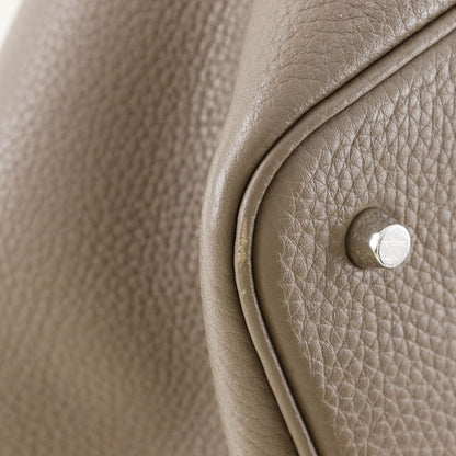 Hermes Picotin Lock MM Taurillon Clemence Etoupe Silver Hardware T Ladies