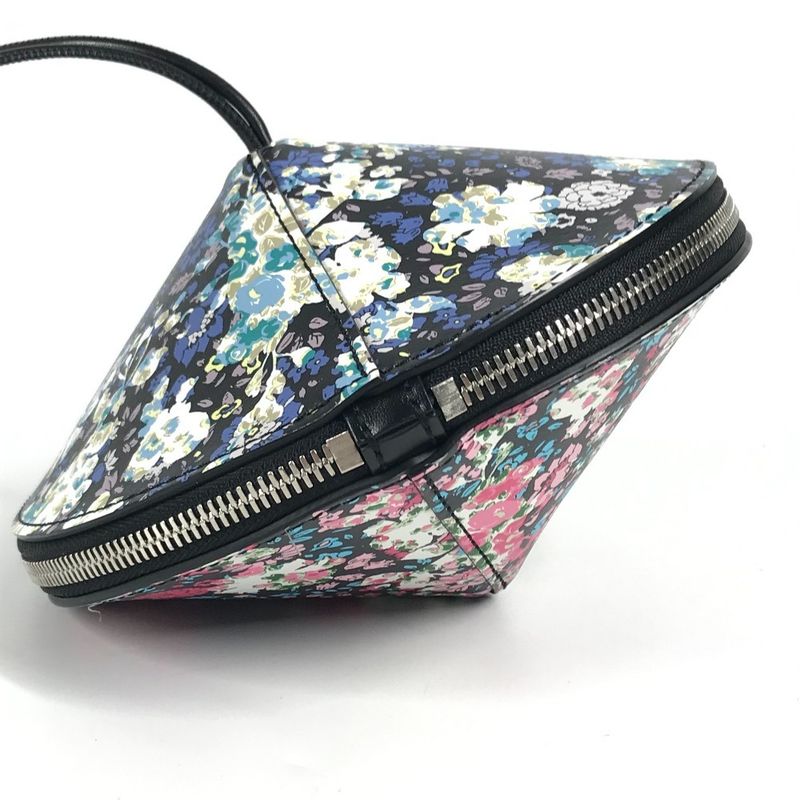 Louis Vuitton Floral Toupie Multicolor Flower Pouch Case Leather Black Blue
