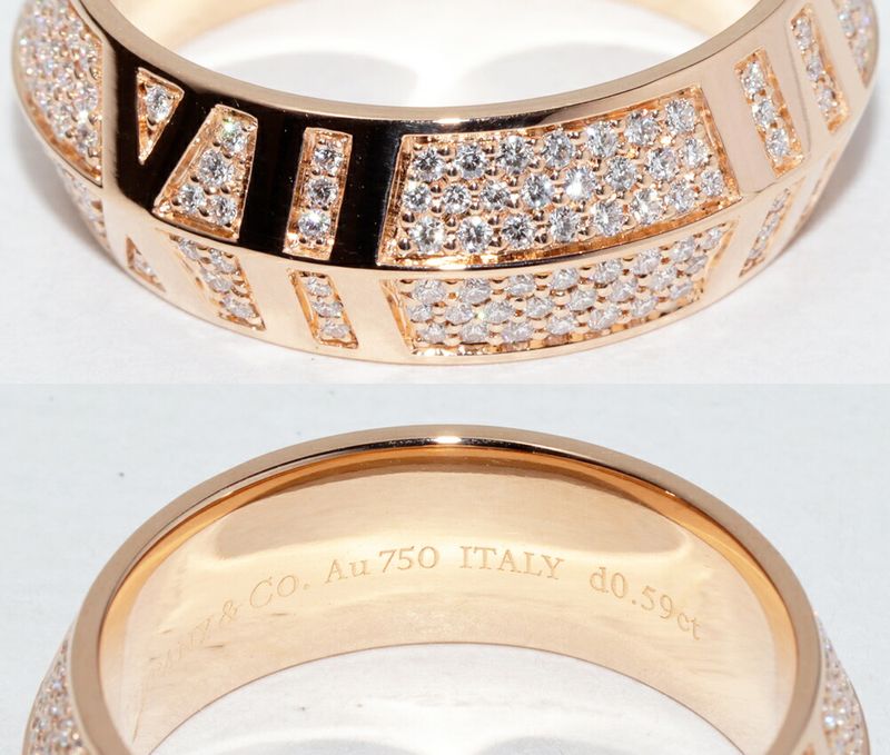 Tiffany & Co 18K Pink Gold Paved Diamond 059ct Atlas X Closed Wide Ring