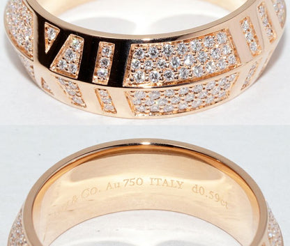 Tiffany & Co 18K Pink Gold Paved Diamond 059ct Atlas X Closed Wide Ring