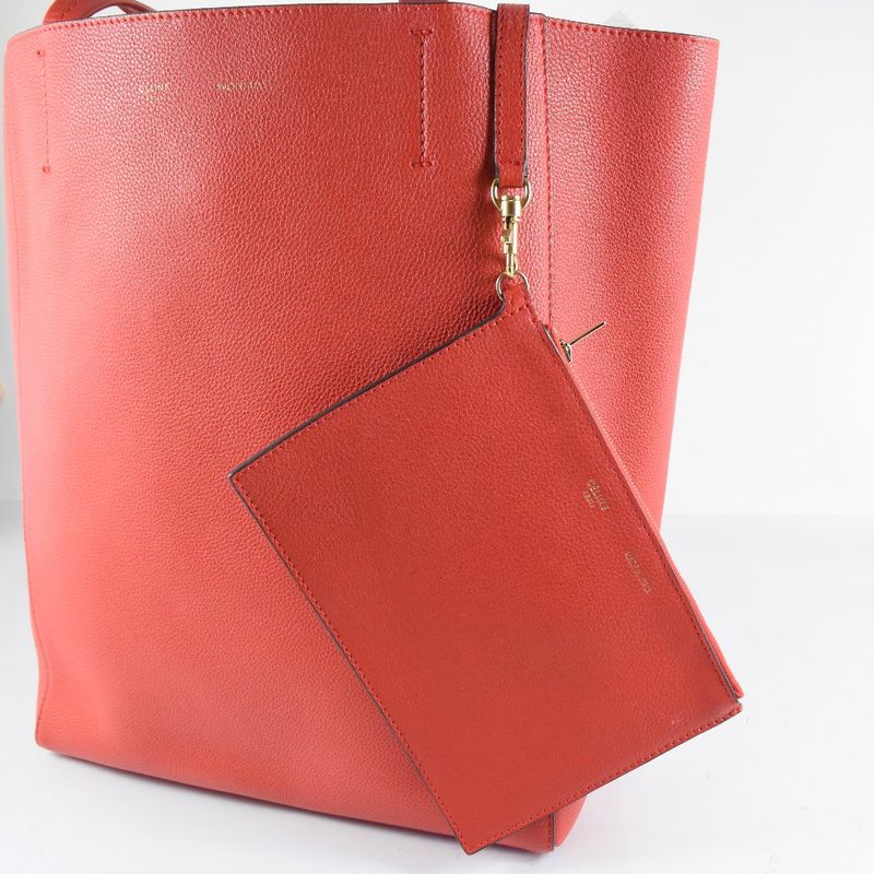 Celine Cabas Phantom With Pouch 175543 YNF 27SX Calf Red Women's Tote Bag