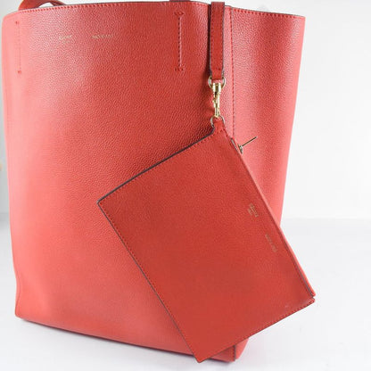 Celine Cabas Phantom With Pouch 175543 YNF 27SX Calf Red Women's Tote Bag