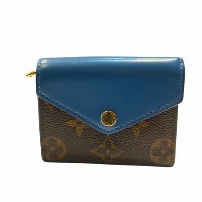 Louis Vuitton Monogram Portefeuille Zoë M63881 Blue Jean Trifold Wallet For
