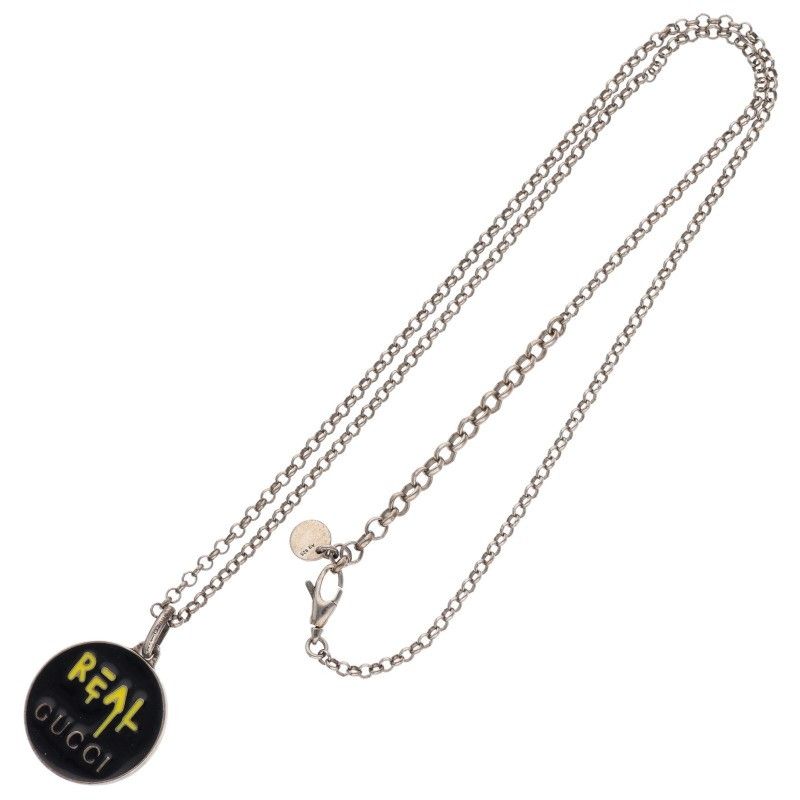 Gucci Ghost REAL Logo Silver Necklace Men's