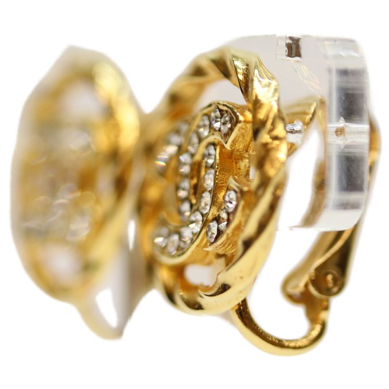 Chanel 2137 GP Rhinestone Circle Coco Mark Earrings