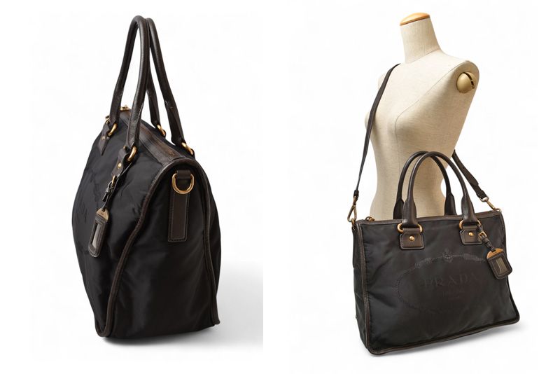 Prada Tote Bag Shoulder Bag 2way Prada Bag Bl0748 Nylon Jacquard Black With