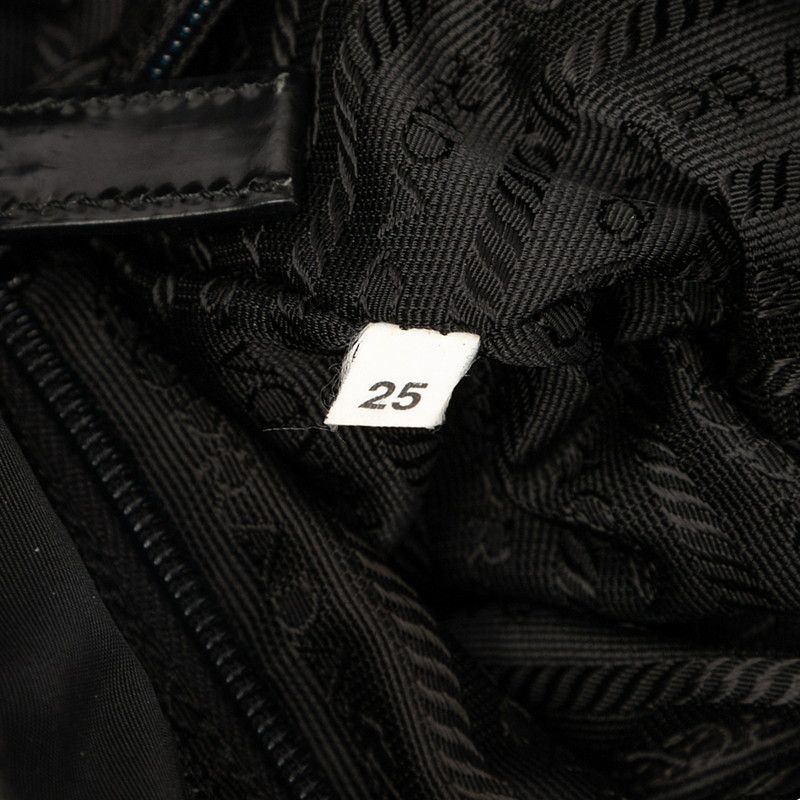 Prada Triangle Logo Plate Tote Handbag Black Nylon Women Prada