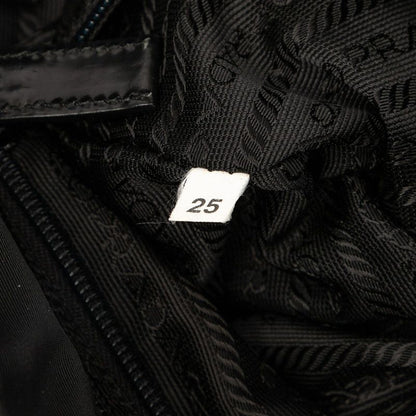 Prada Triangle Logo Plate Tote Handbag Black Nylon Women Prada