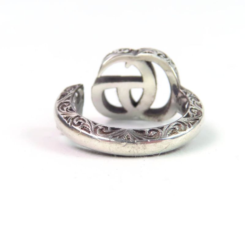 Gucci 627760 Double G Key Motif Ring Arabesque Ring Ag925 Silver 10 Made In