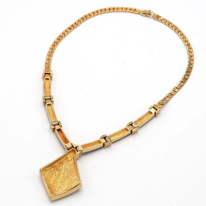 Christian DIOR Necklace Onyx Rhinestone Approx 61g Gold Color Accessories With