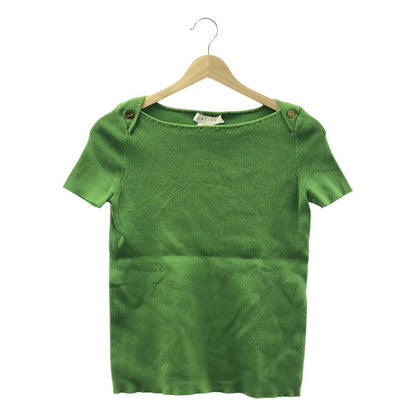 Celine - Cotton Logo Gold Button Knit Top - L - Green - Women's