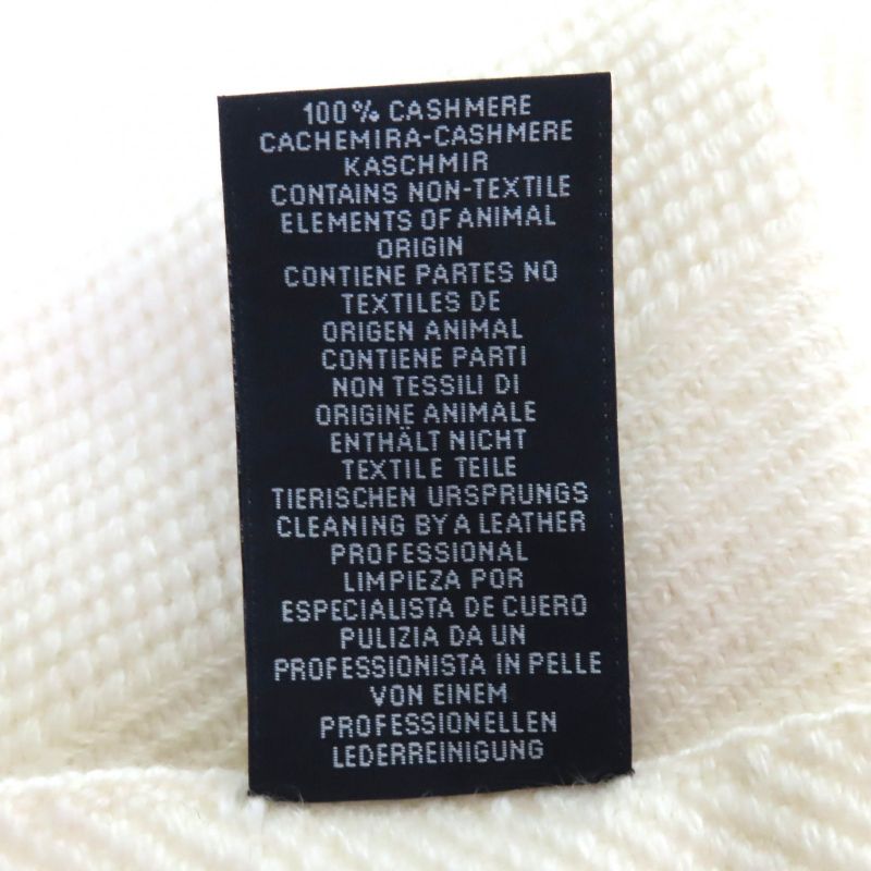 Hermes Chevron Zoom 100% Cashmere Leather With Logo Patch Fringe Shawl Scarf