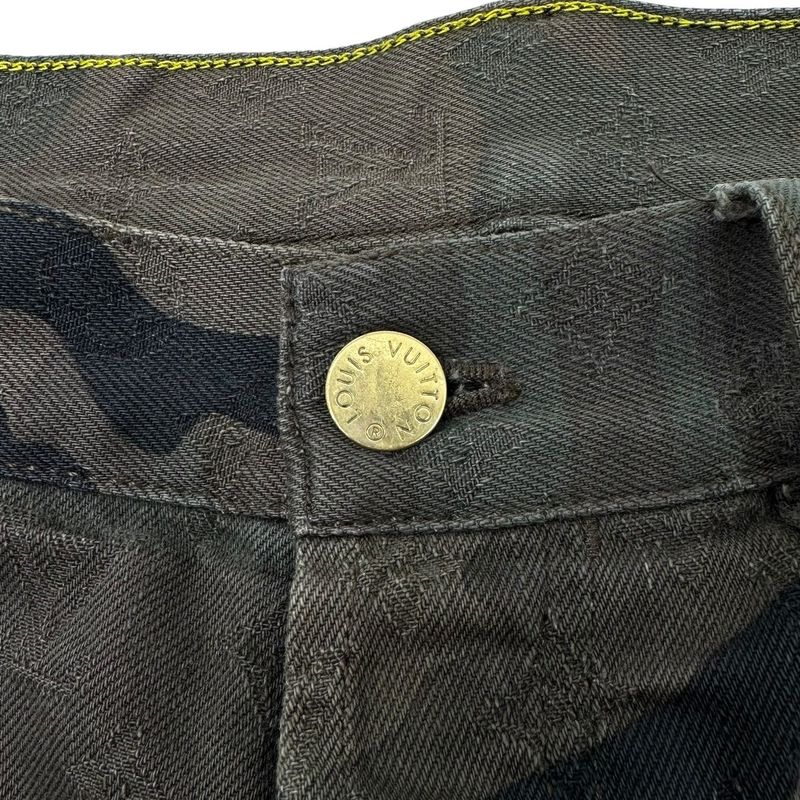 Supreme X Louis Vuitton 17aw Jacquard Denim 5-Pocket Jean Camo Pants Khaki