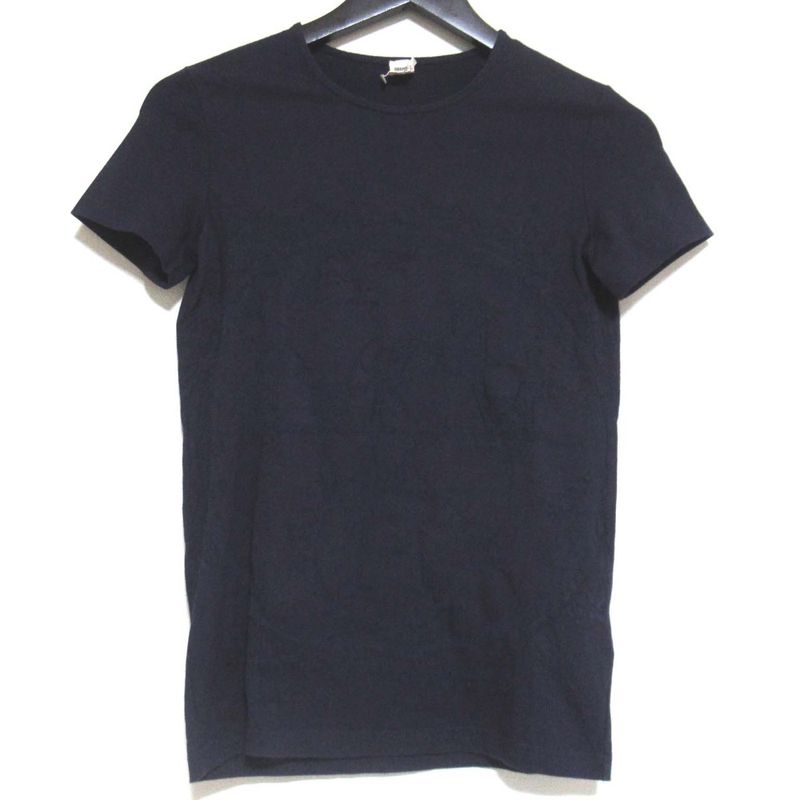 Hermes Exlibris Short Sleeve Crew Neck T-Shirt Size 34 Navy Women's Used