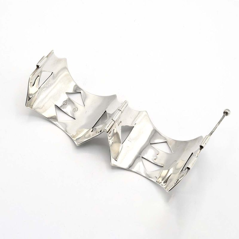 Hermes Bracelet Touareg 925 Silver Bangle 82.5g Vintage Box And Bag K1238
