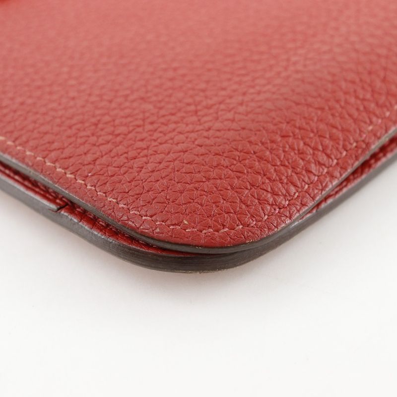 Hermes Dogon GM Taurillon Clemence Red □R Ladies Long Wallet