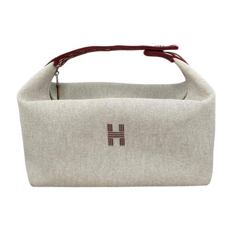 Hermes Bath Pouch Bride-a-Black GM Toile Canvas H Logo Zigzag Rouge Ash Red