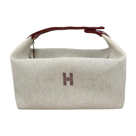 Hermes Bath Pouch Bride-a-Black GM Toile Canvas H Logo Zigzag Rouge Ash Red