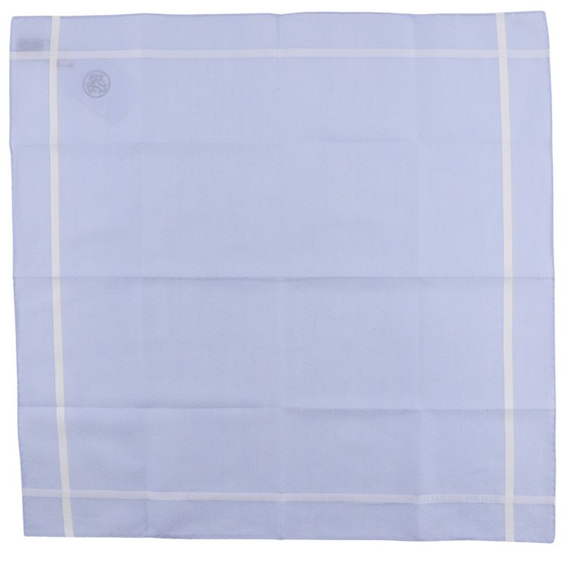 Hermes Jacquard H Handkerchief Set Of 2 Cotton Gray/light Blue Men's Handkerchie