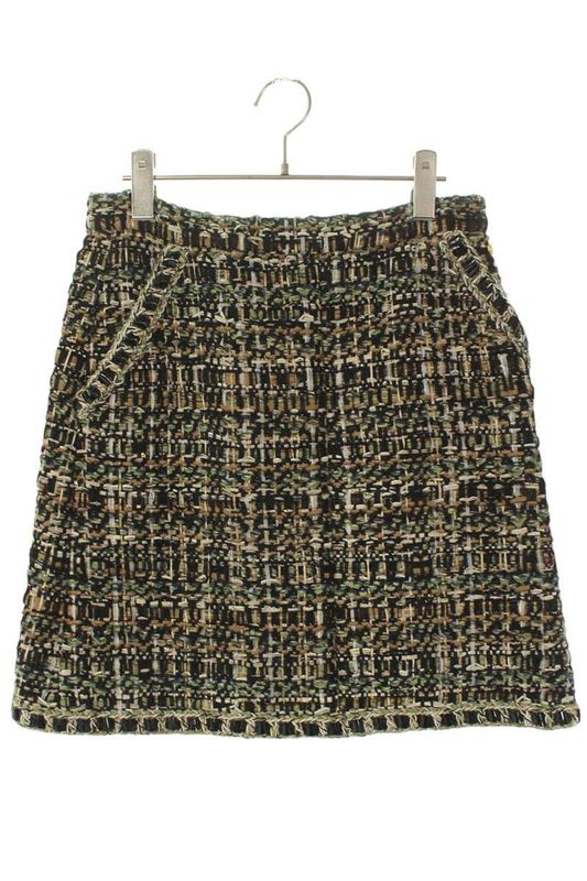 Chanel P54204v40769 Tweed Silk Skirt Women 36