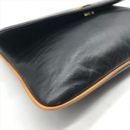 Celine Carriage Vintage Leather Clutch Black