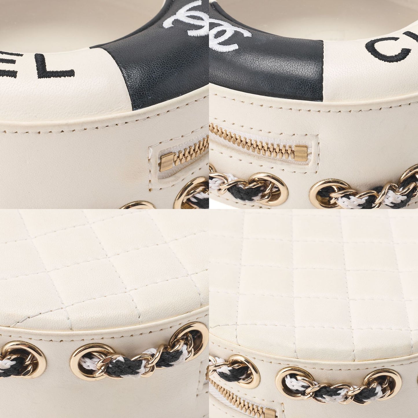 Chanel Cruise Line Floating Chain Shoulder Bag Lambskin And Vinyl Black With