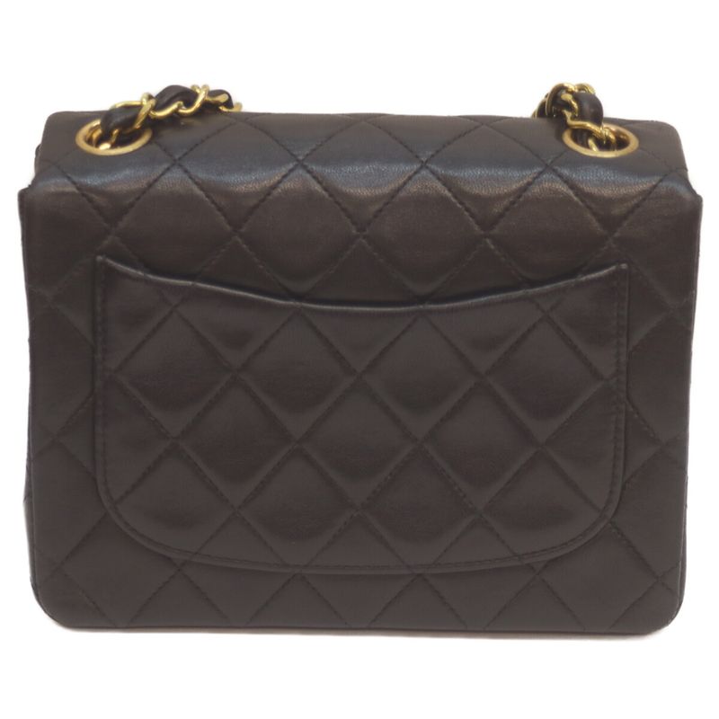 Chanel No 3 Black Lambskin Ghardware Mini Matelasse 17 Chain Shoulder Bag Black