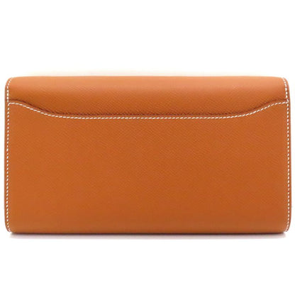 Unused Hermes Constance To-go-w Engraved Long Wallet Pouch Epson Gold
